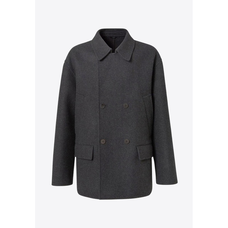 Double-Breasted Wool Coat Gray mrtwstd_S