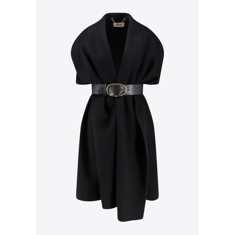 Double Wool Belted Cape Coat Black wrtwit_IT 40