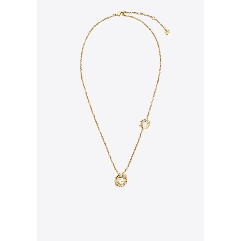 Rhinestone Embellished Necklace Gold Onesize