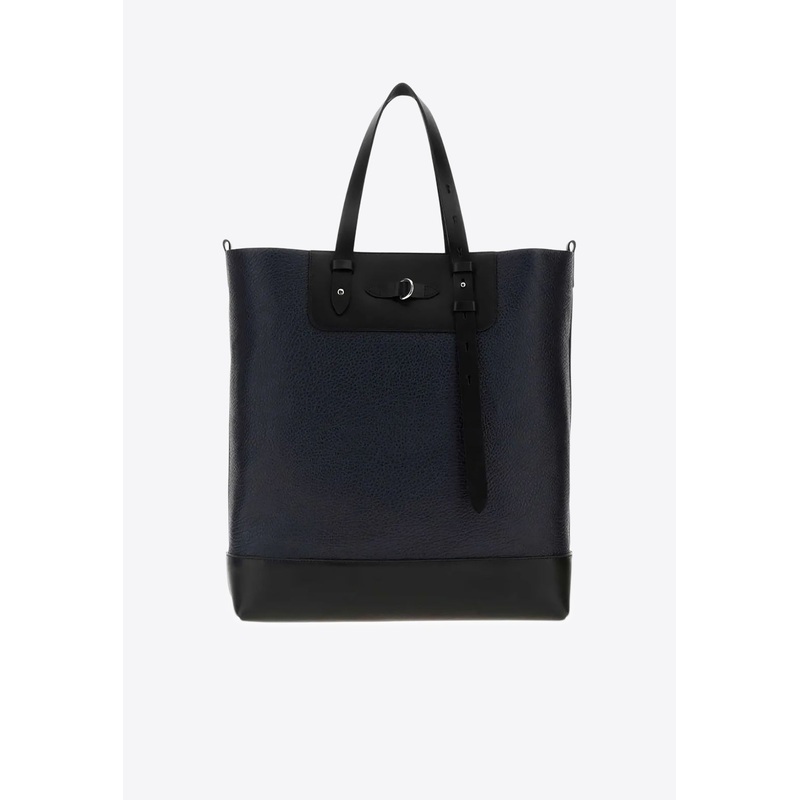 Vertical Leather Tote Bag Midnight Blue Onesize
