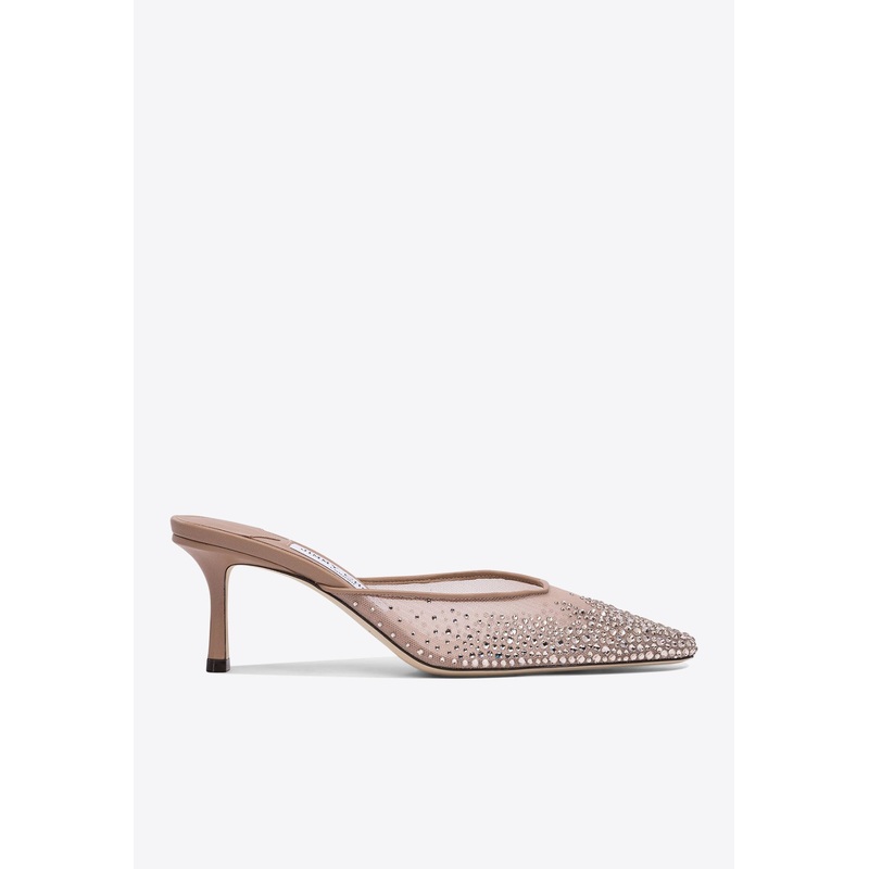 Vivi 65 Crystal-Embellished Mesh Mules Pink wshoeseu_EU 37