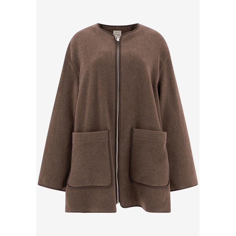 Zip-Up Wool Jacket Brown wrtwfr_FR 36