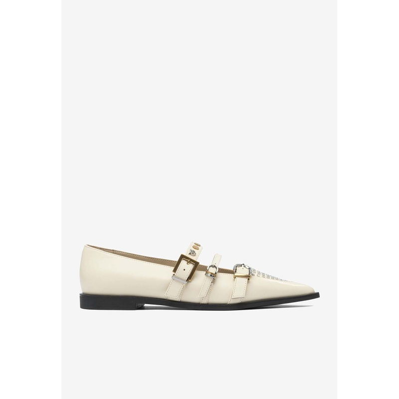 Zulema Leather Ballet Flats Cream wshoeseu_EU 36