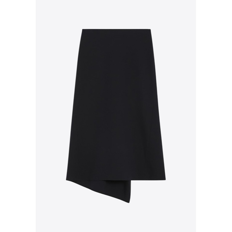 Asymmetric Midi Skirt in Wool-Blend Navy wrtwuk_UK 8