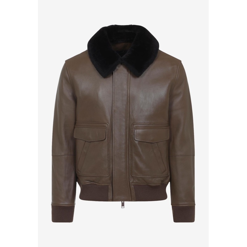 Aviator Leather Jacket Brown mrtwit_IT 52
