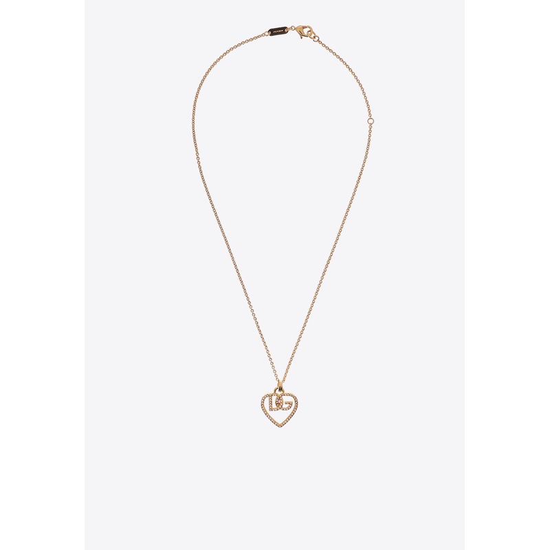 DG Heart Rhinestone Embellished Necklace Gold Onesize