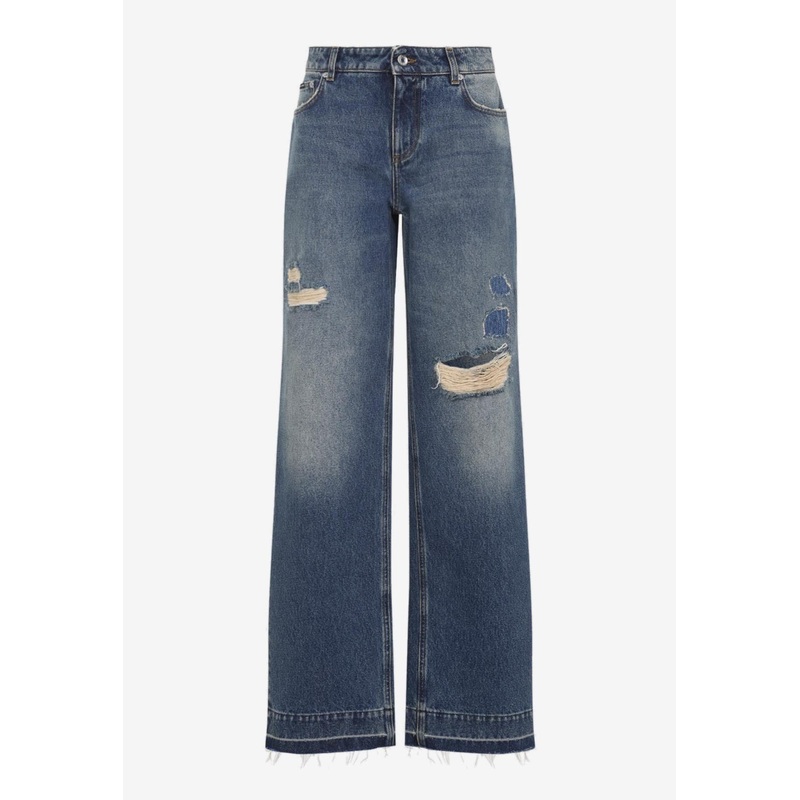 Distressed Straight-Leg Jeans Blue wrtwit_IT 42