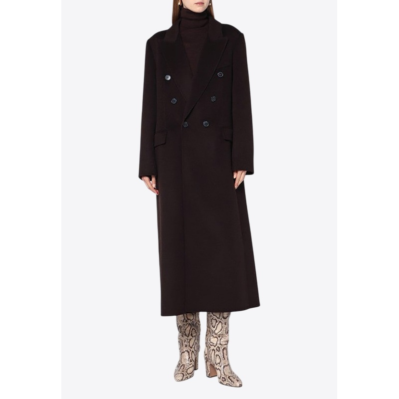Double-Breasted Wool Coat Brown wrtwuk_UK 6