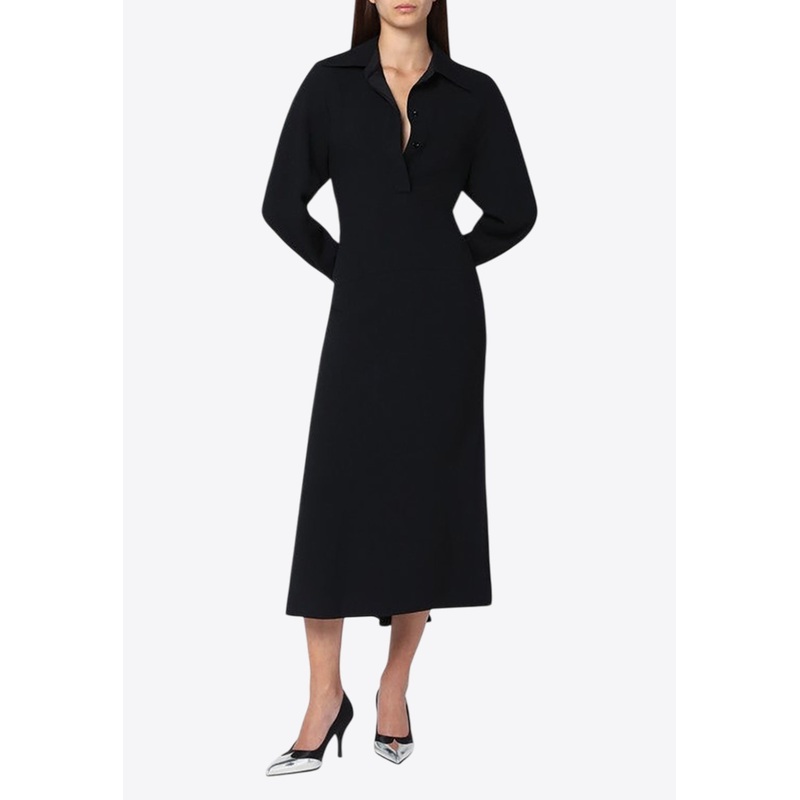 Satin Midi Shirt Dress Black wrtwuk_UK 8