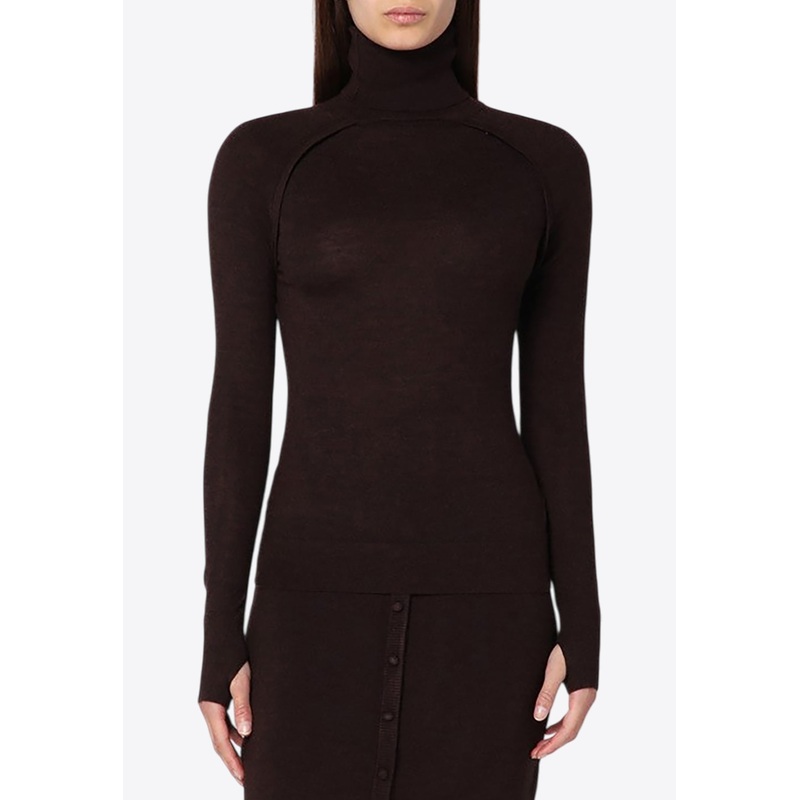 Turtleneck Wool Sweater Chocolate wrtwstd_S