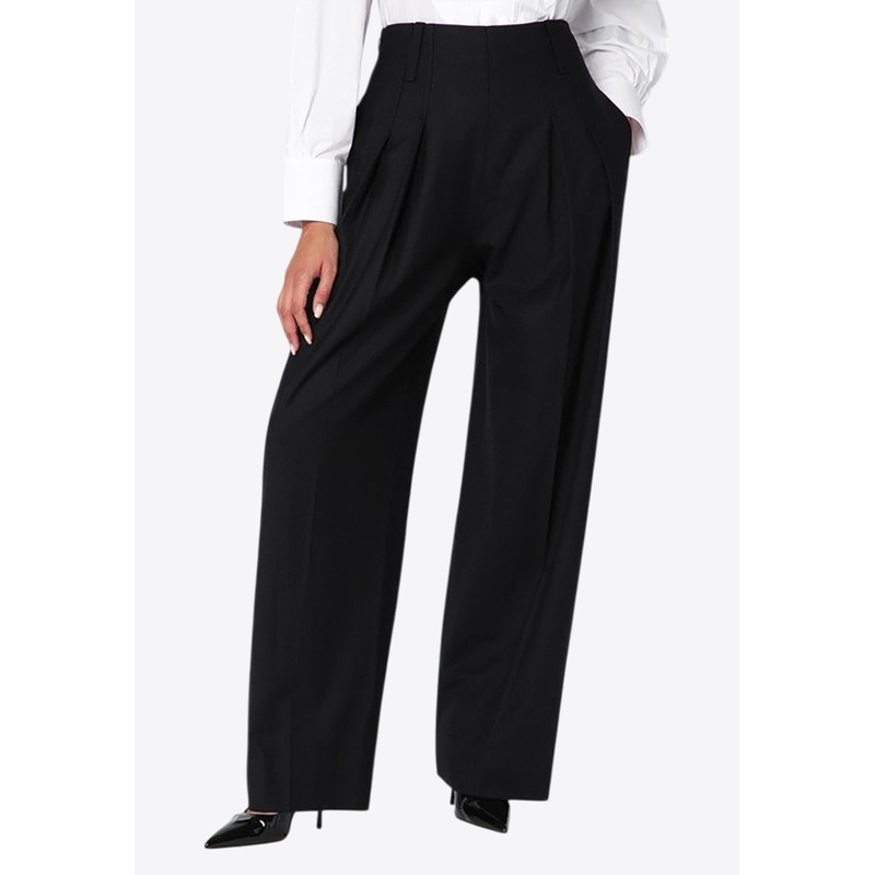 Wide-Leg Tailored Pants in Wool-Blend Black wrtwuk_UK 10