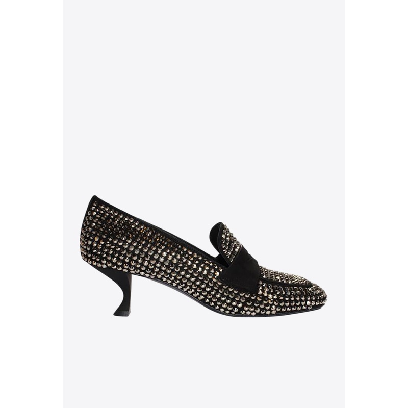 50 Crystal Embellished Loafers Metallic wshoeseu_EU 37