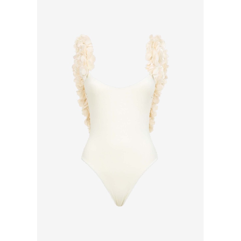 Amira One-Piece Ruffled Swimsuit Ivory wrtwstd_S