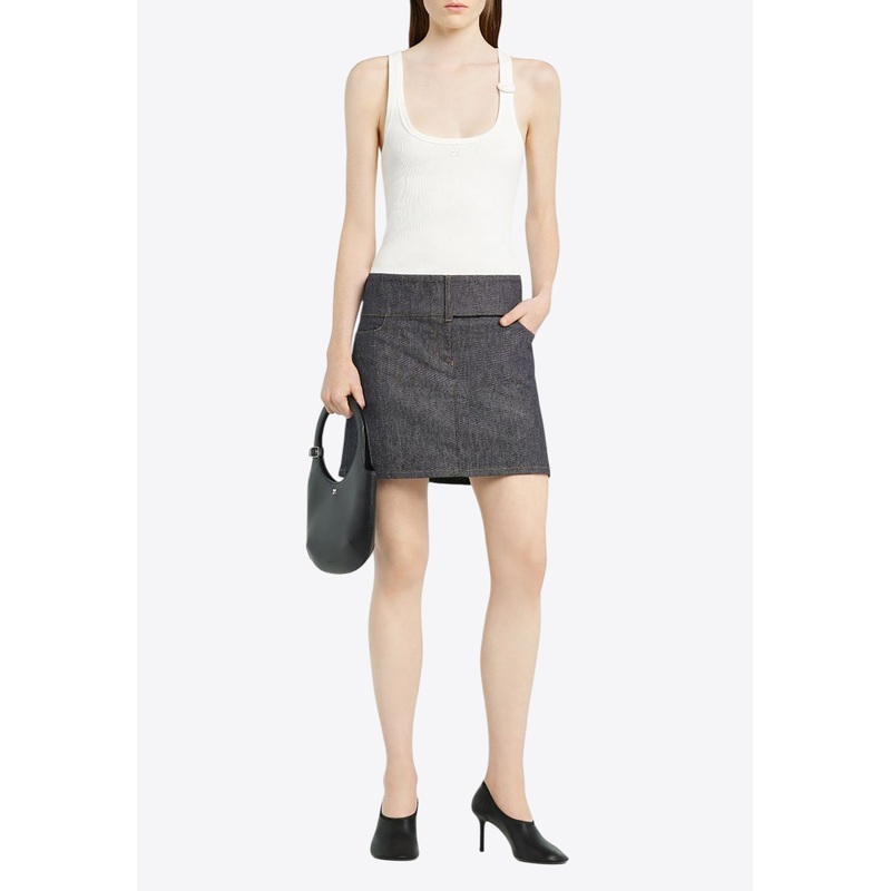 Belted Denim Mini Skirt Blue wrtwbottoms_25