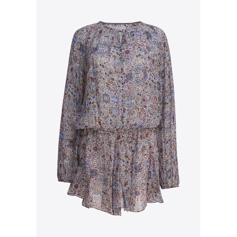 Bess Floral Print Mini Dress Multicolor wrtwfr_FR 36