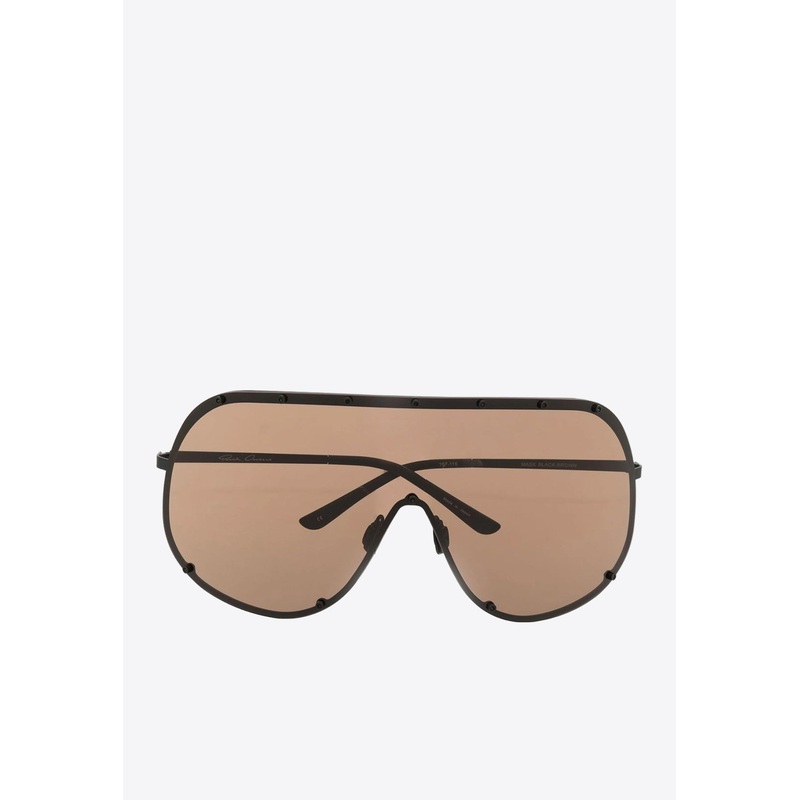 Oversized Shield-Frame Sunglasses Brown Onesize