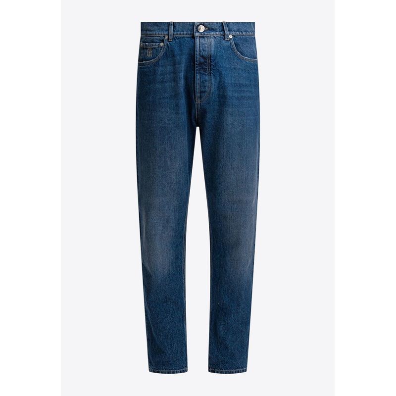 Straight-Leg Washed Jeans Blue mrtwit_IT 48