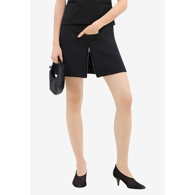 Tailored Zip Twill Mini Skirt Black wrtwfr_FR 36