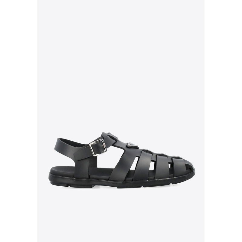Triangle Logo Cage Fisherman Sandals Black mshoesuk_UK 5