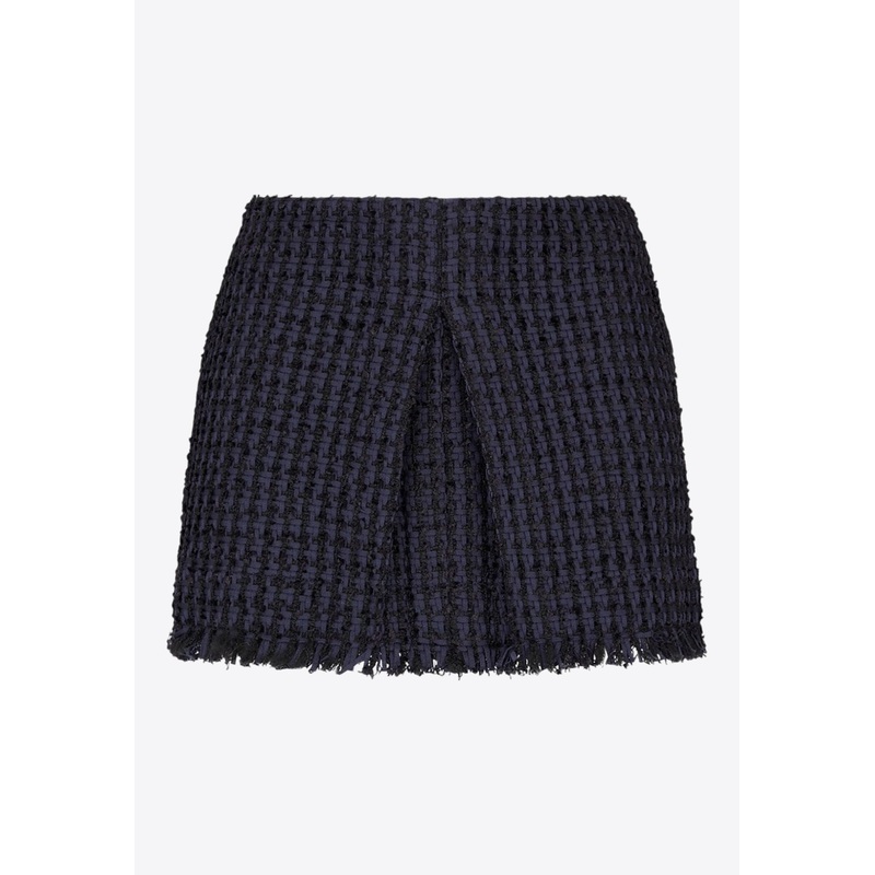 Tweed Frayed-Hem Mini Skirt Navy wrtwit_IT 40