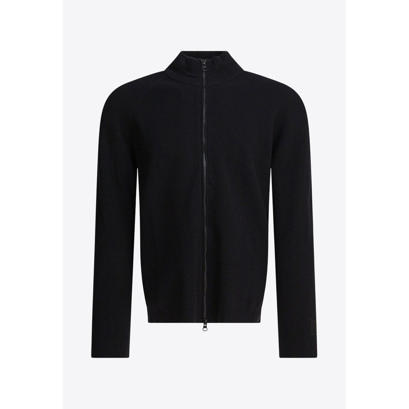 Zipper Wool-Blend Cardigan Black mrtwstd_S