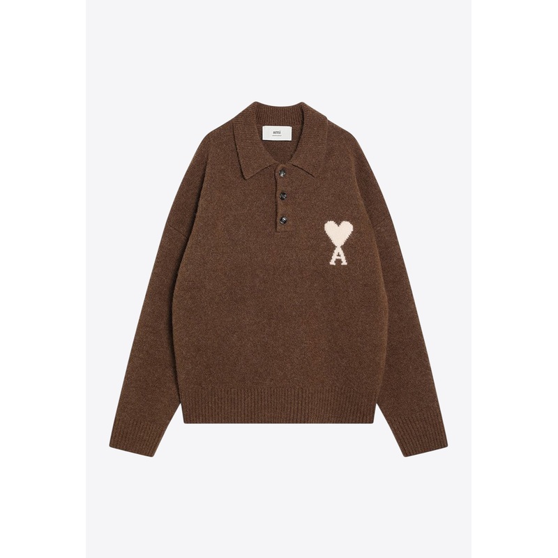 Ami De Coeur Alpaca Wool Polo Sweater Brown mrtwstd_S
