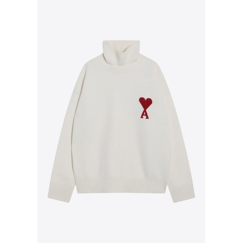 Ami De Coeur Turtleneck Wool Sweater White mrtwstd_S