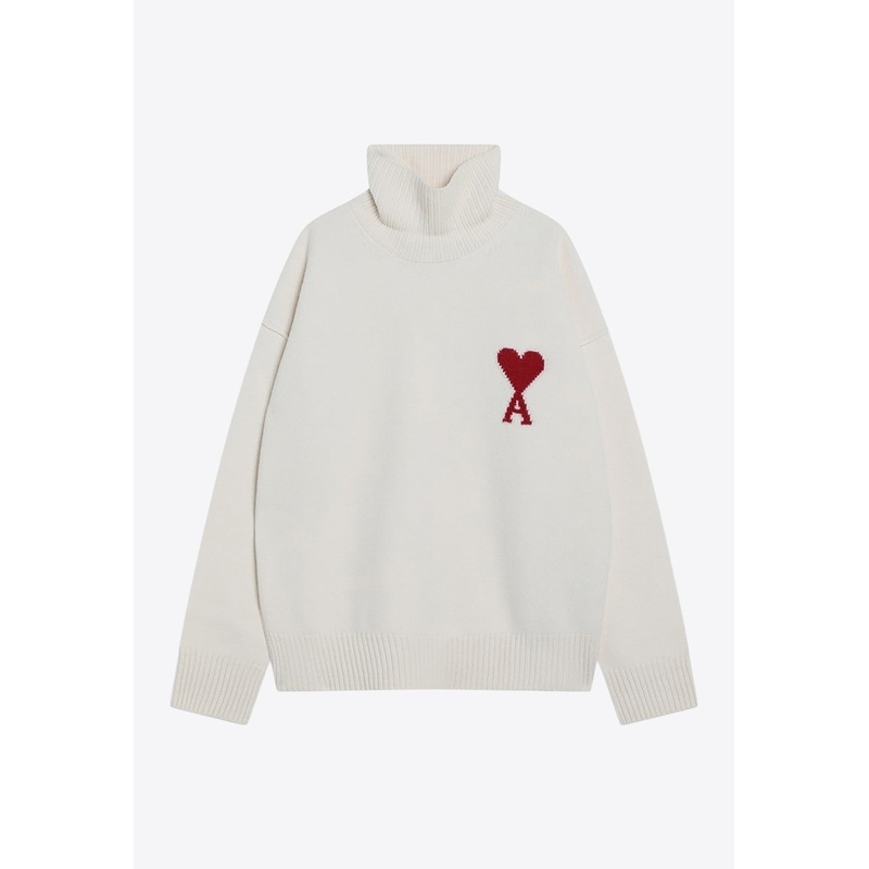 Ami De Coeur Turtleneck Wool Sweater White wrtwstd_XS