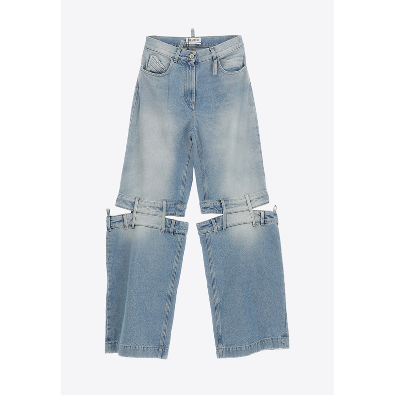 Cut-Out Straight-Leg Jeans Blue wrtwbottoms_24