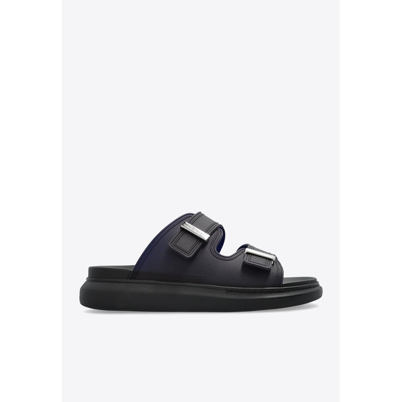 Rubber Slides with Buckled-Straps Black mshoeseu_EU 39
