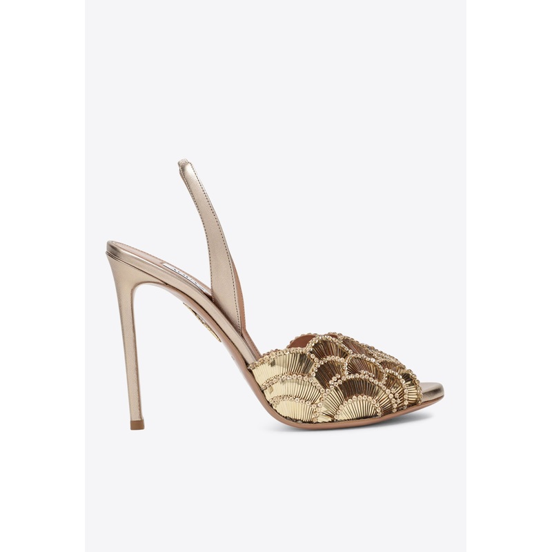 This Evening 105 Sequined Slingback Sandals Gold wshoeseu_EU 36