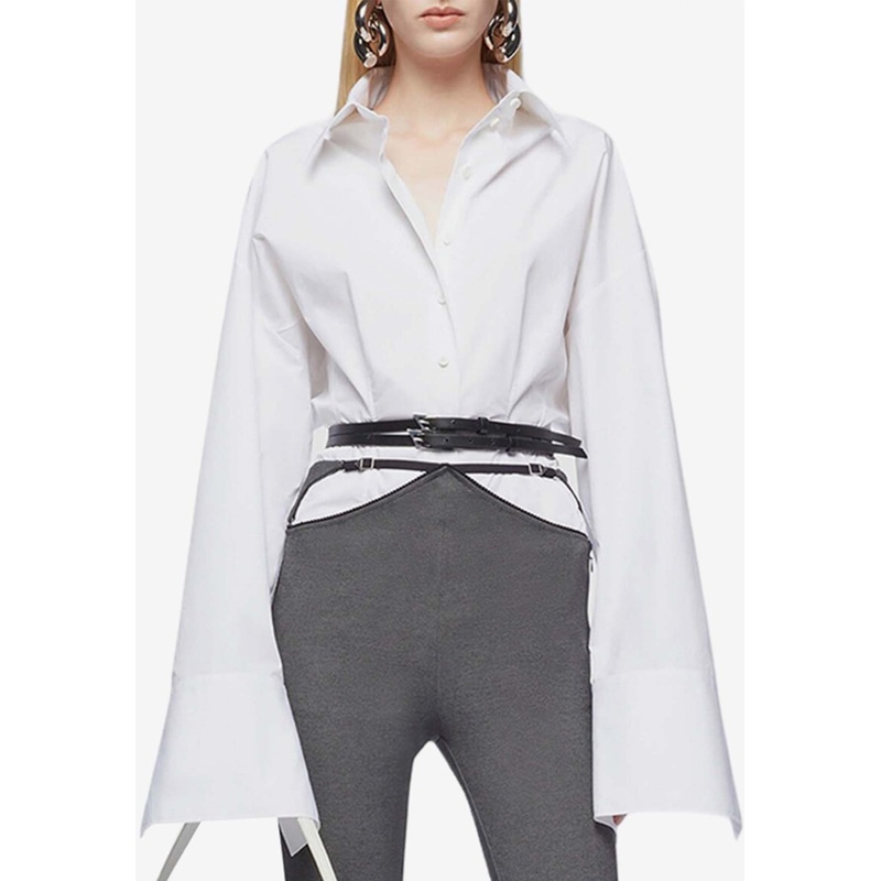 Tight Waist Long-Sleeved Shirt White wrtwit_IT 38
