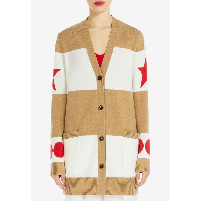 Valido Wool Cashmere Striped Cardigan Camel wrtwstd_XS