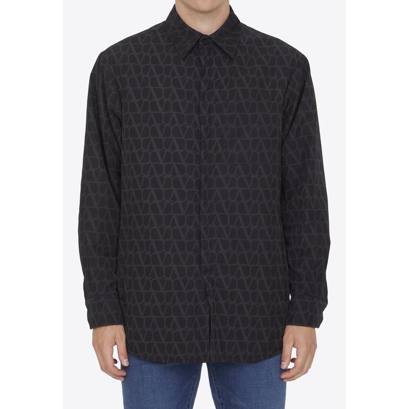 VLogo Pattern Long-Sleeved Shirt Black mrtwit_IT 46