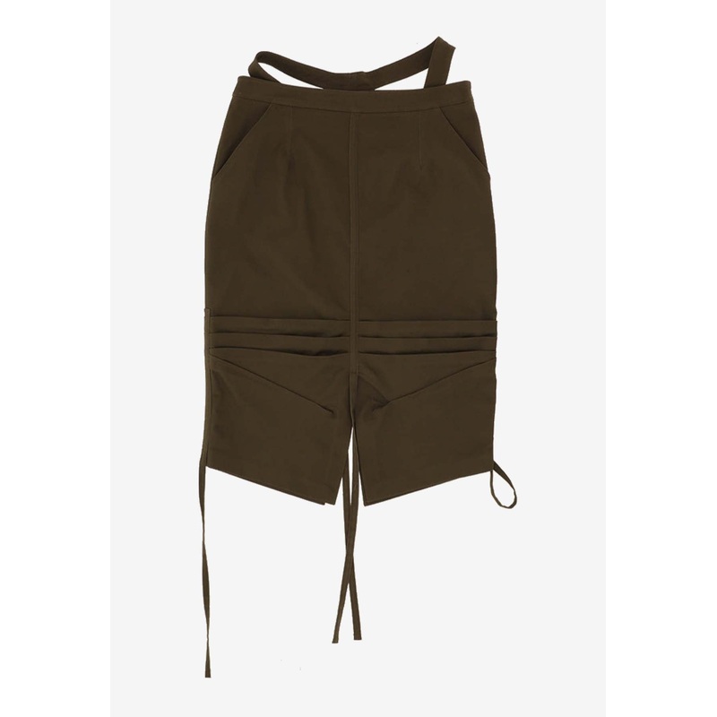 Waist-Strap Midi Skirt Brown wrtwstd_S