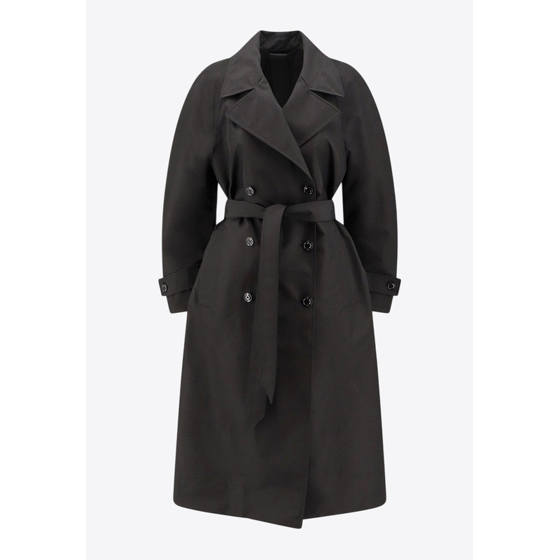 X EE72 by Edward Enninful Zake Belted Trench Coat Black wrtwmoncler_0
