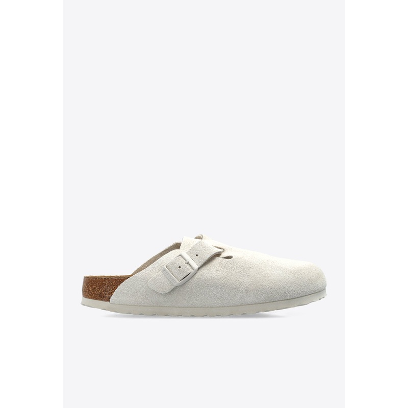 Boston Suede Flat Clogs Cream wshoeseu_EU 35