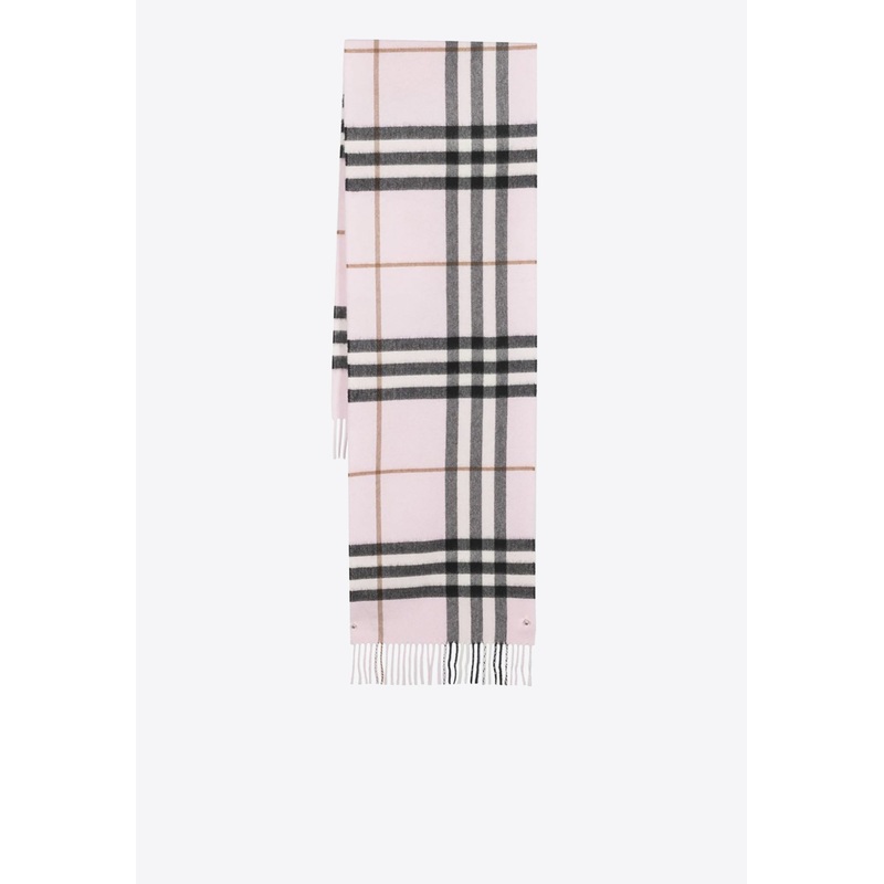 Check-Pattern Cashmere Scarf Pink Onesize