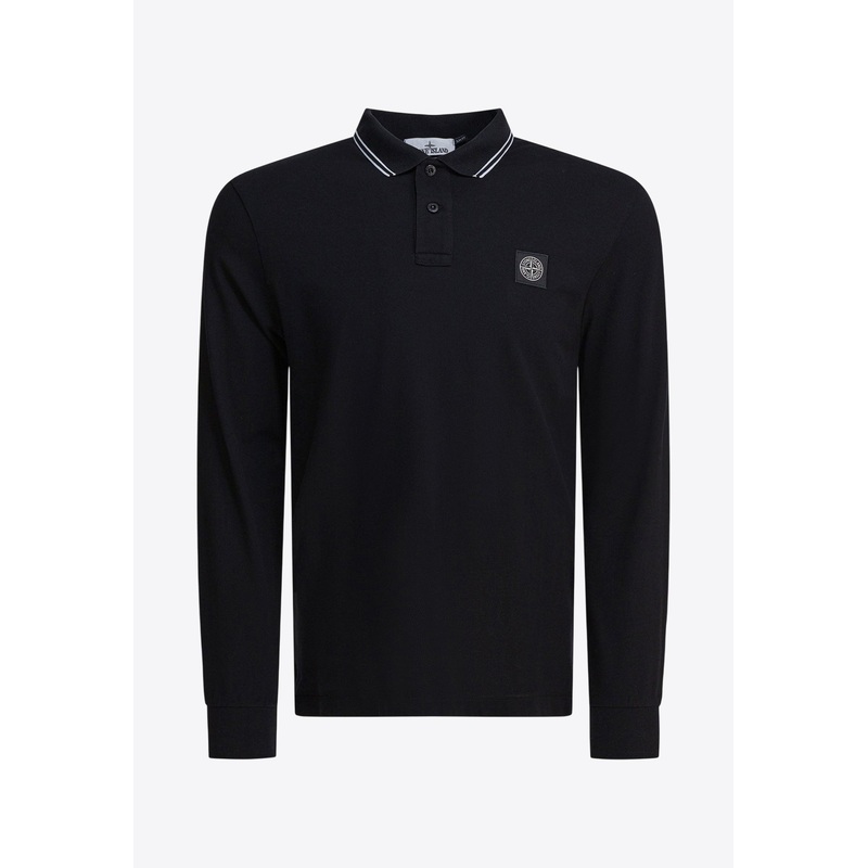 Compass Patch Long-Sleeved Polo T-shirt Black mrtwstd_M