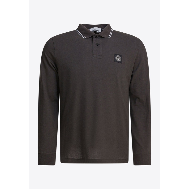 Compass Patch Long-Sleeved Polo T-shirt Gray mrtwstd_M
