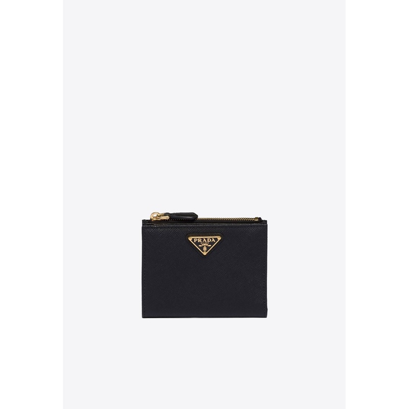 Small Logo Plaque Leather Wallet Black Onesize