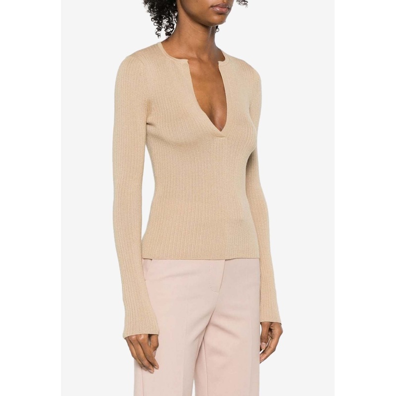 Urlo Silk and Cashmere V-neck Sweater Ecru wrtwstd_XS