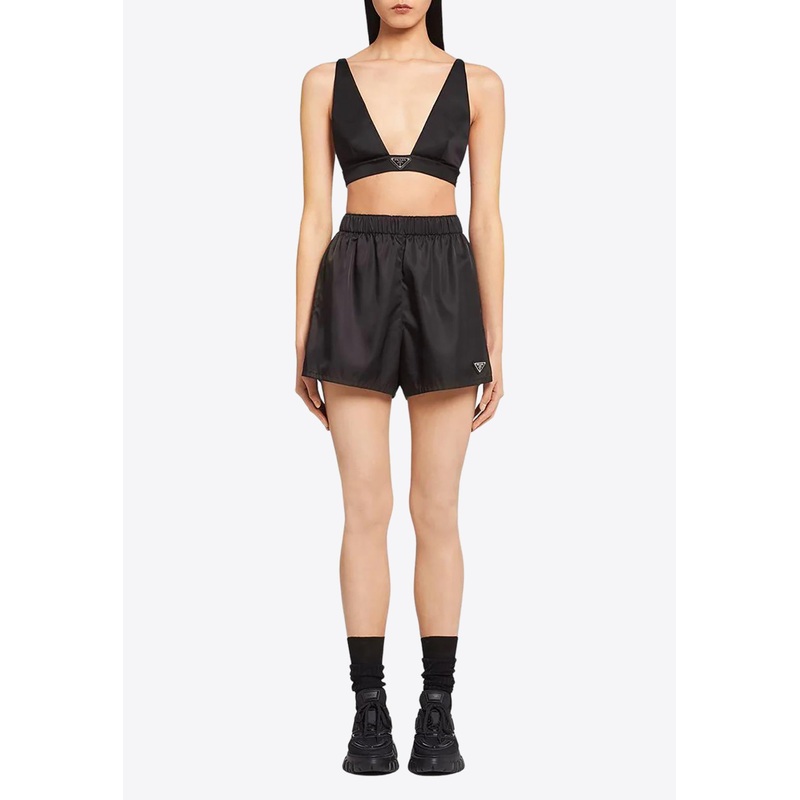 V-neck Logo Plaque Bralette Top Black wrtwit_IT 38