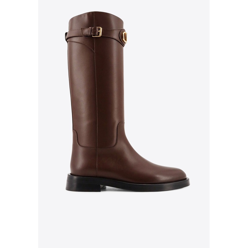 VLogo Leather Knee-High Boots Fondant wshoeseu_EU 36
