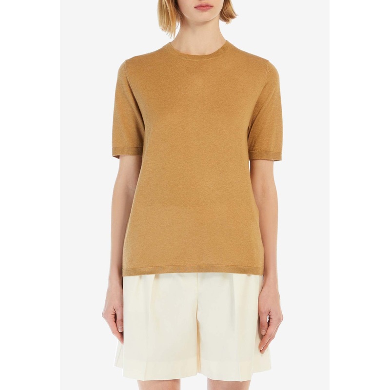 Warren Silk and Cashmere Fine Knit Top Camel wrtwstd_XS