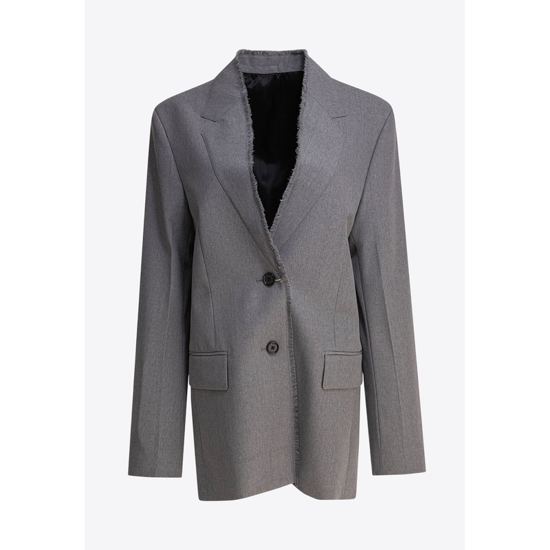 Wool Single-Breasted Jacket Gray wrtwfr_FR 38