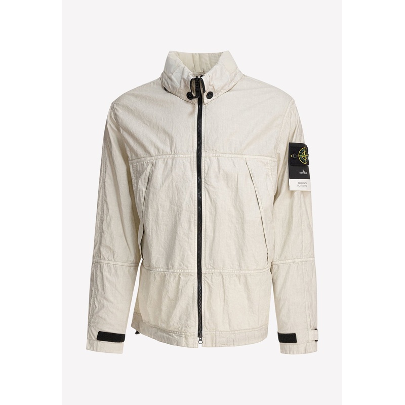 Zip-Up Linen Jacket Beige mrtwstd_L