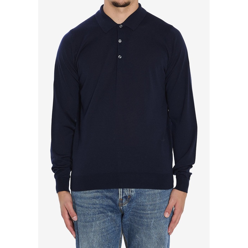 Belper Long-Sleeved Polo T-shirt Blue mrtwstd_M
