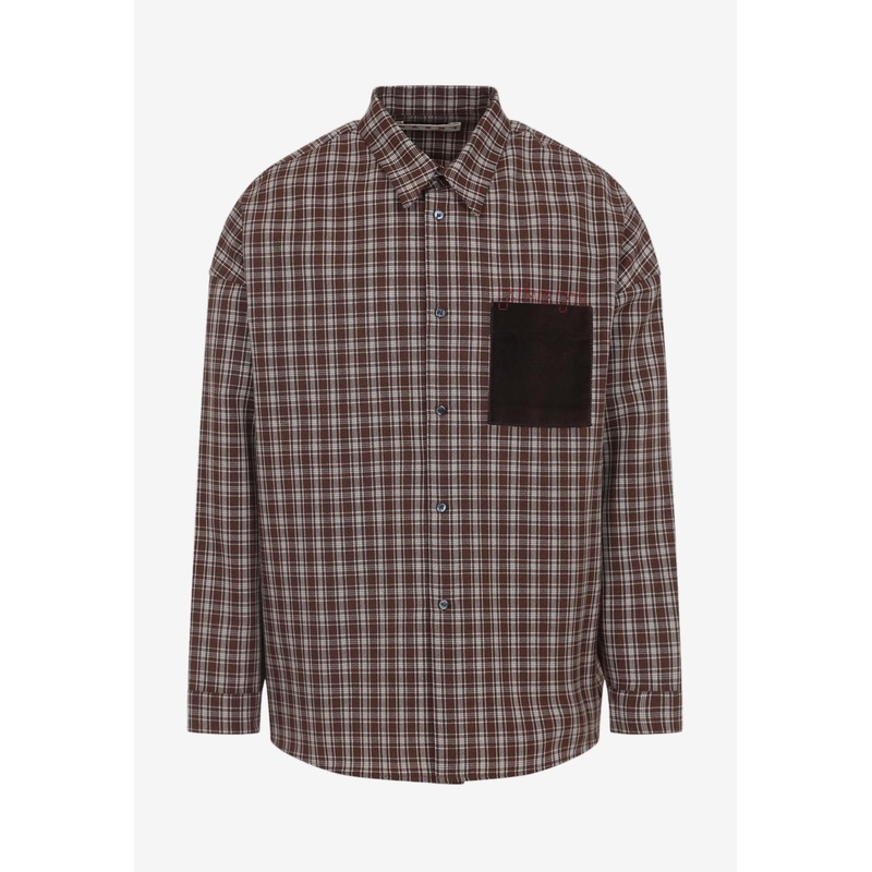 Check Grain De Poudre Wool Shirt Brown mrtwit_IT 48