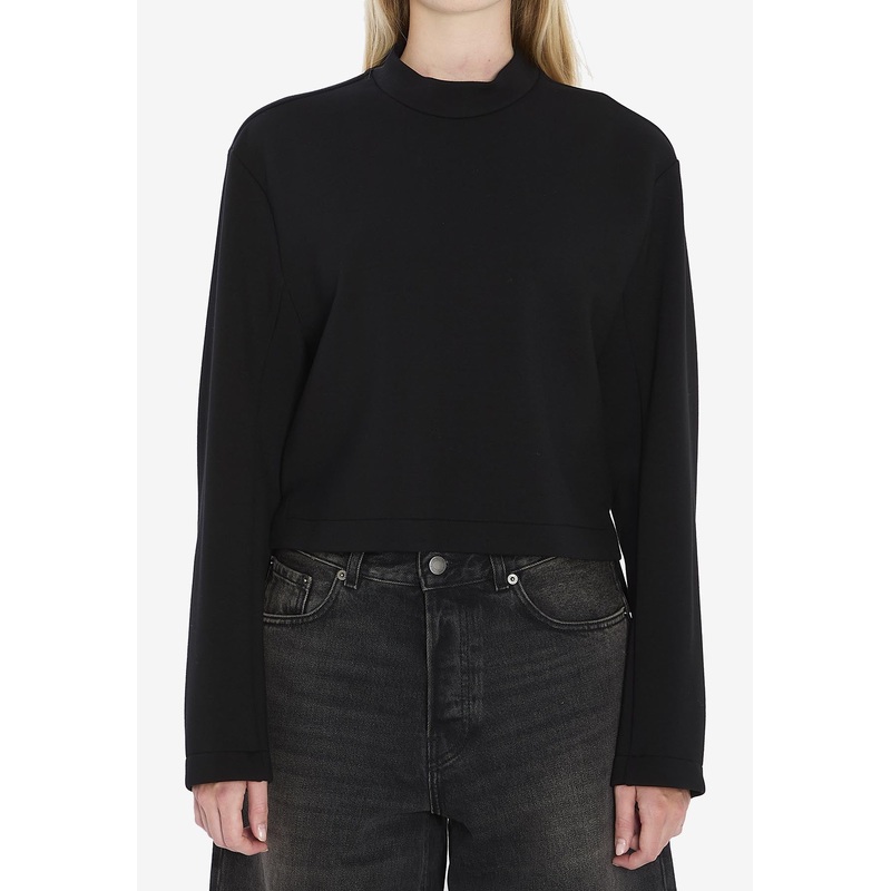 X EE72 by Edward Enninful Logo Patch Crewneck Sweatshirt Black wrtwstd_XS